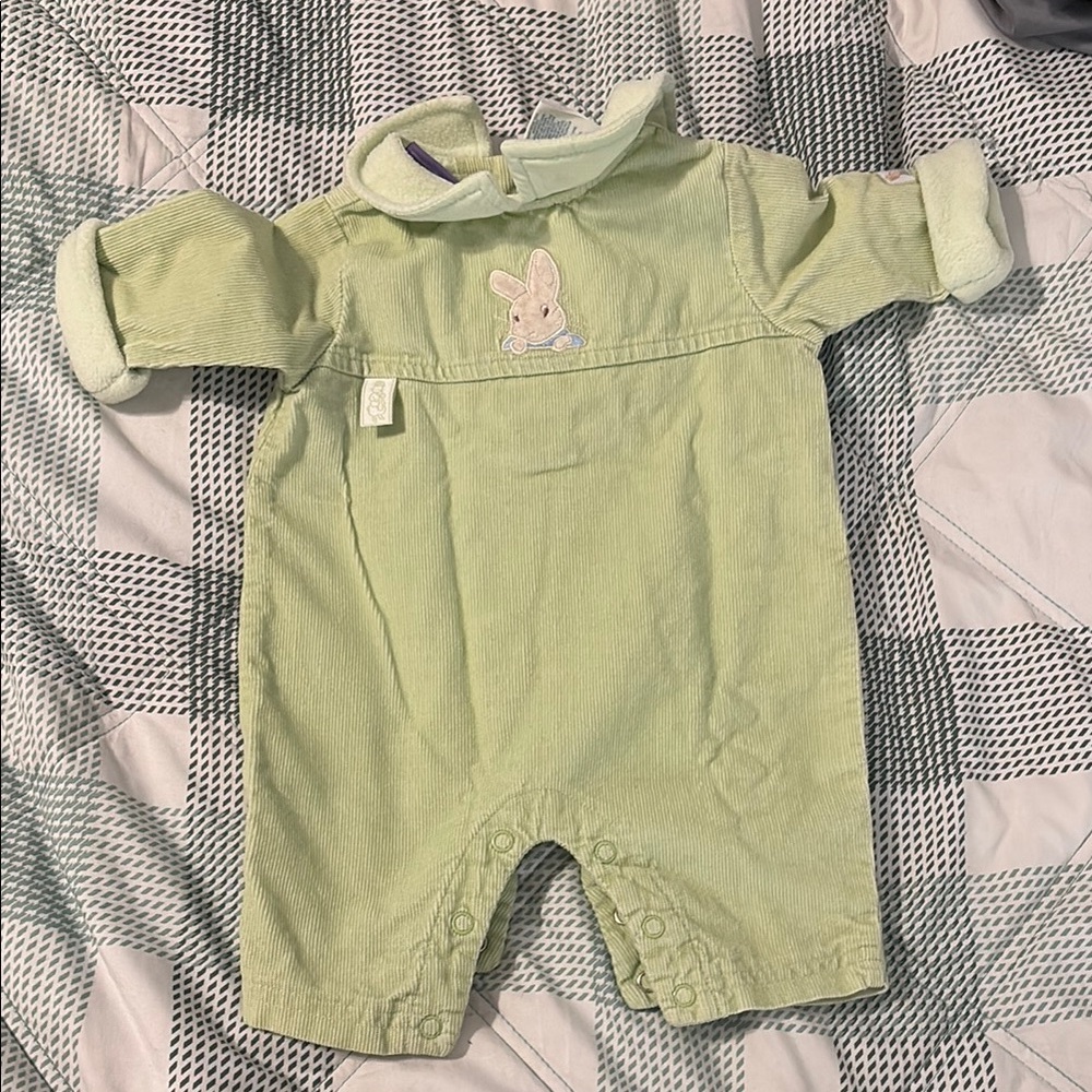 Adorable Green Baby Romper with Bunny Design